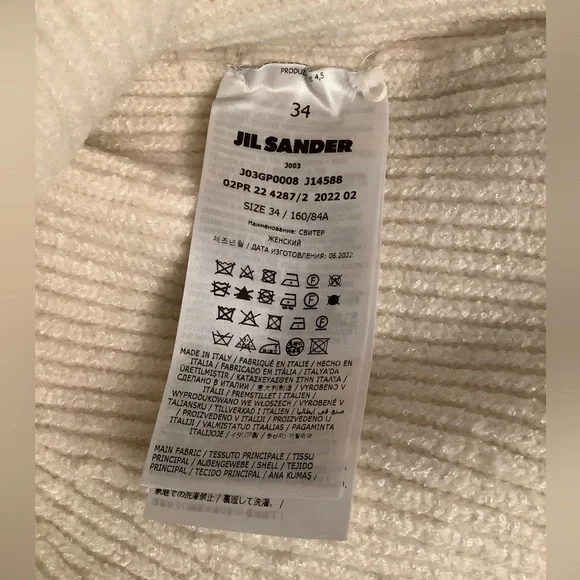 Jil Sander Asymmetric Button Turtleneck Knit Sweater Ivory Long Sleeve Sz 34-S/M - Picture 16 of 16